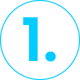 A large blue number one with a period inside a thin blue circle on a light gray background.