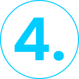 Large blue number 4 followed by a period, centered within a thin blue circle on a light gray background.